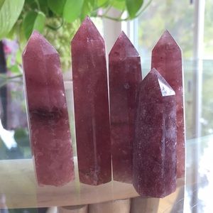 Elegant Pink Crystal Obelisk Set